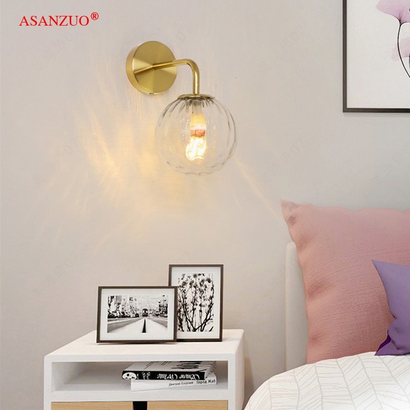 Modern industrial wall lamp adjustable wire E14 glass ball lamp for bedroom bedside study aisle hotel room cafe restaurant store 3