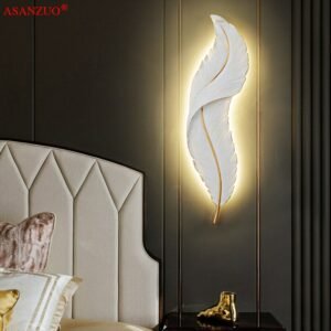 Interior LED wall light nordic home living room luxury background wall sconce decor modern bedroom bedside feather wall lamps 1