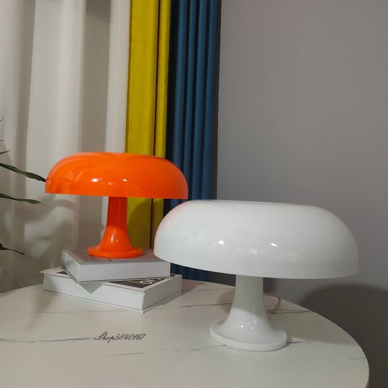 Nordic Acrylic Desk Lamp Designer Orange Mushroom Table Lamp Lights Minimalist Bedroom Cute Beside Lamp Study Living Room Decor 4