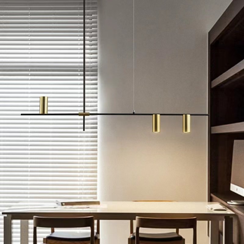 Modern Longer Chandelier Dining Table Fixtures Black Pendant Lights Restaurant Bar Kitchen Decor Living Room Hanging Lamp 2