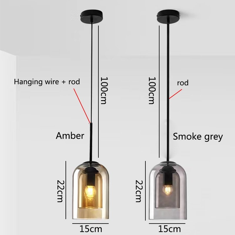 Black glass pendant lights single head simple Modern living room bar pendant lamp Nordic retro Restaurant hanging lamp 6