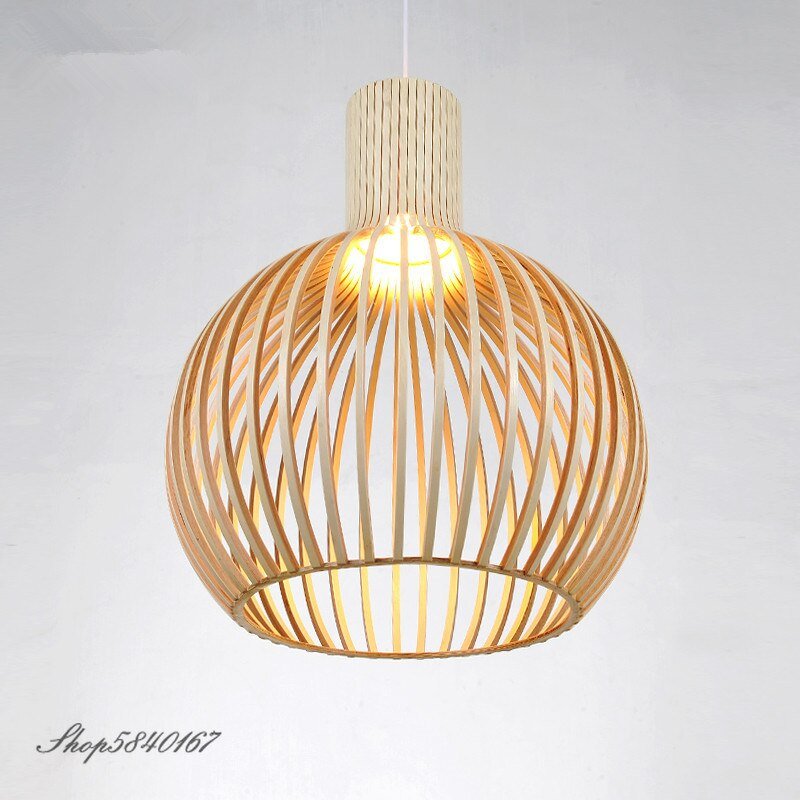 New Chinese Style Birdcage Pendant Light Wood Lamp Hanging Light for Dining Room Living Room Art Decor Restaurant Light Pendant 4