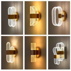 LED Acrylic Wall Lamp 3 Light Colors Mounted Sconce Wall Light For Bedroom Corridor Stairs Bathroom Stainless Mirror Front Lamp 1