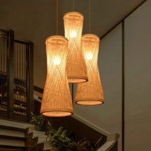 Bamboo Tower  Art Light Pendant Lamp Creative Handmade Wooden Suspension Luminaire Dining Room Restaurant Kitchen Pendant Lights 1