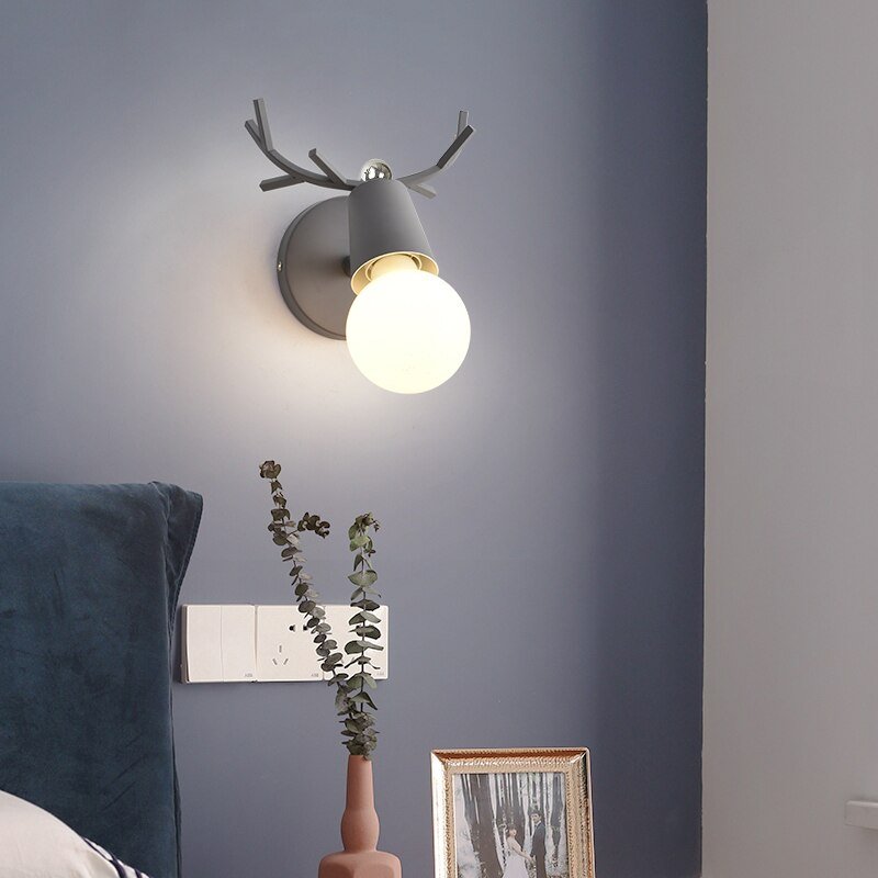 Nordic Antlers LED Wall Lamp Modern Deer Wall Sconce Bedroom Bedside Light Fixtures Children Room Colorful Wall Lighting Fixture 4
