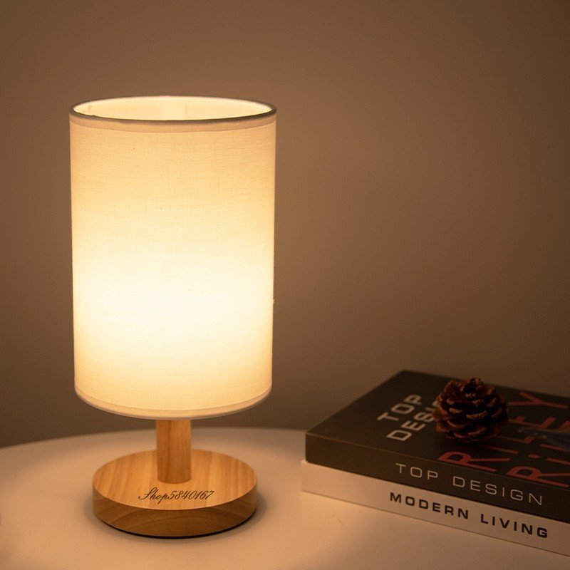Nordic Wooden Desk Lamp Creative Minimalist Table Lamp for Bedroom Beside Lamp Fabric Lampshade USB/plug-in Night Light Decor 3