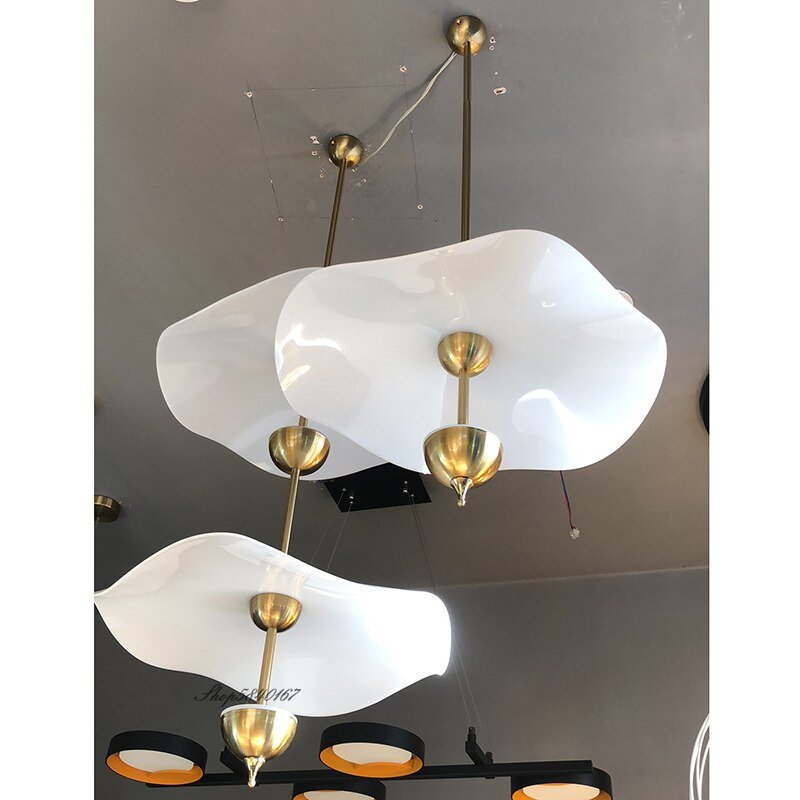 Modern Designer Ceiling Chandeliers Led Acrylic Lotus Leaf Hanglamp Bedroom Lights Living Room Decor Nordic Chandelier Lighting 3