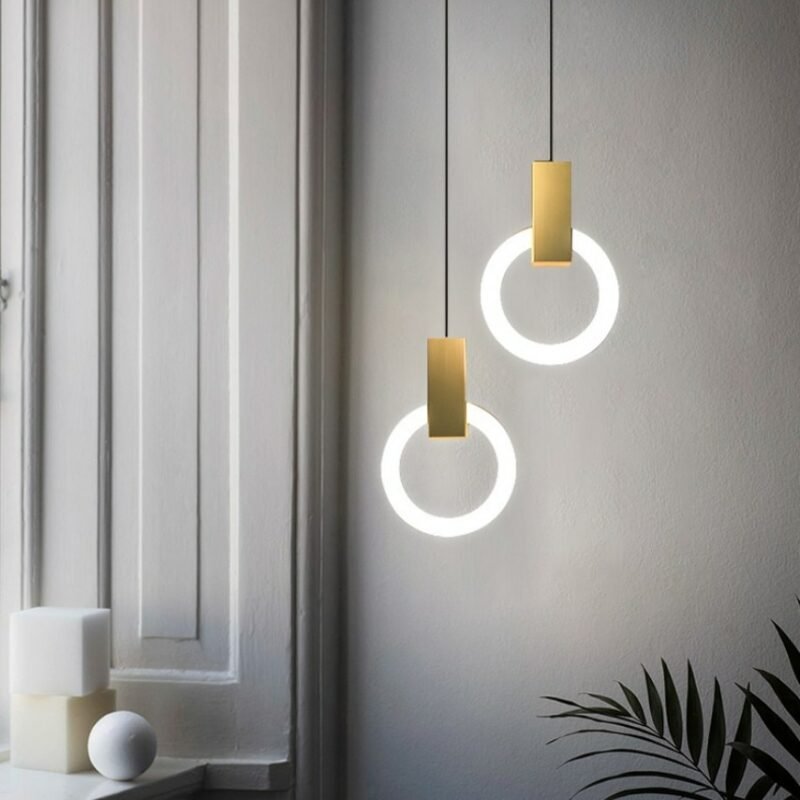 Modern Round Ring Pendant Lights Simple Dining Room Bedroom Staircase Bar Metal Lamps Fixtures 6