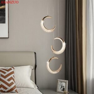 Modern Pendant Lamp Led Nordic Lighting Fixture Hanging Kitchen Restaurant Bar Living Bedroom Bedside Indoor Decor Ring Lights 1