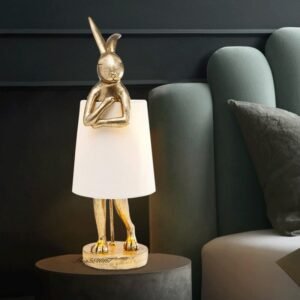 Apron Rabbit Table Lamp Nordic Designer Resin Standing Rabbit Desk Lamp Living Room Study Bedroom Decor Creative Led Beside Lamp 1