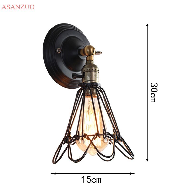 American Explosion-proof Wall Light Retro Small Iron Cage Loft Decor Living Room Wall Sconce Antique Home Lighting Luminaire 2