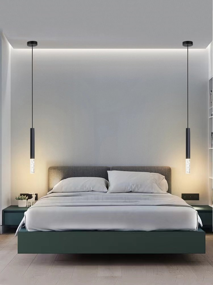 Modern Acrylic LED pendant lights minimalist restaurant /coffee bar/living room/bedside pendant lamp long line hang lamp 4