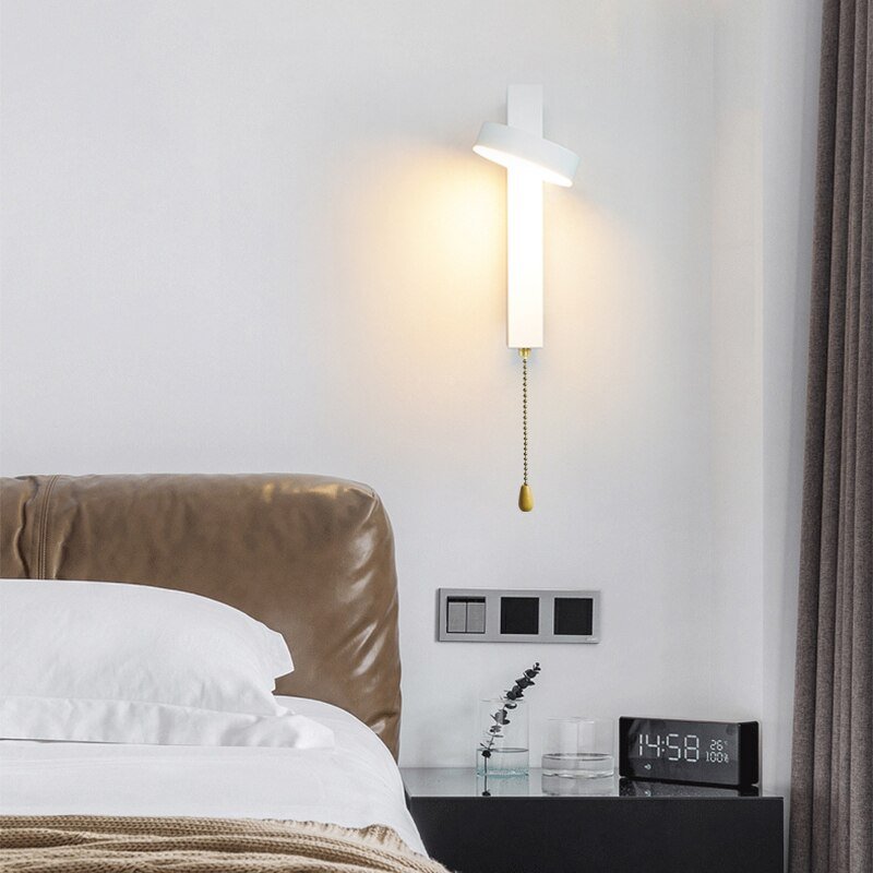 LED wall lamp with switch bedroom living room Nordic modern wall light aisle study reading sconce white black Gold wall lamps 2