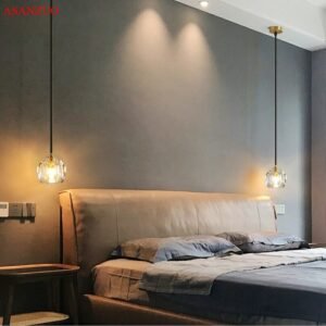 Dia11cm Crystal pendant lights Nordic bar counter dining room hanging lamp long line bedroom bedside small pendant lamp 1