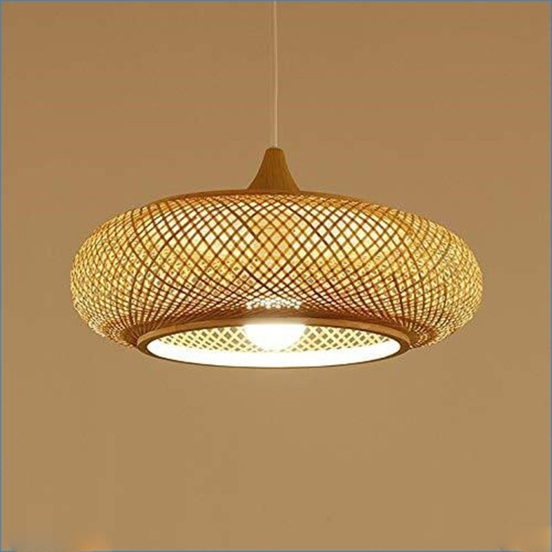 New Bamboo Pendant Lights Creative Hand Knitted Vintage Wooden Suspension Luminaire Dining Room Kitchen Led Lighting Room Lamps 1