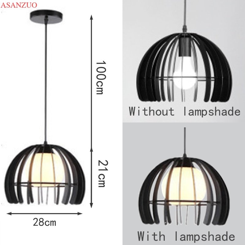 Nordic iron cage glass cover pendant lamp simple metal single head restaurant hanging lamp staircase creative bar E27 lamp 5