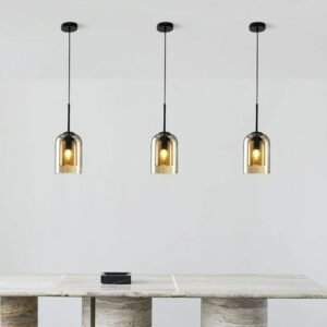 Black glass pendant lights single head simple Modern living room bar pendant lamp Nordic retro Restaurant hanging lamp 1