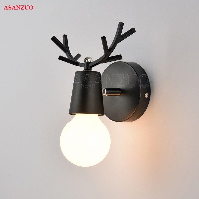 Nordic creative bedside Wall lamps Simple staircase corridor hallway lamps bedroom living room Home Decor LED Antlers wall light 2