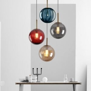 Modern Colorful Glass Ball Pendant Lamp Nordic LED Lighting Fixtures Home Bedroom Restaurant Living Room Suspension Luminaires 1