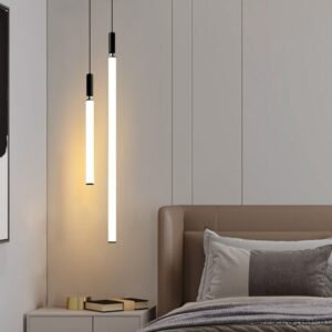 Modern LED Chandelier Dining Room Kitchen Bedroom Pendant Lamp minimalist Long Strip Design restaurant table bar Hanging Light 1