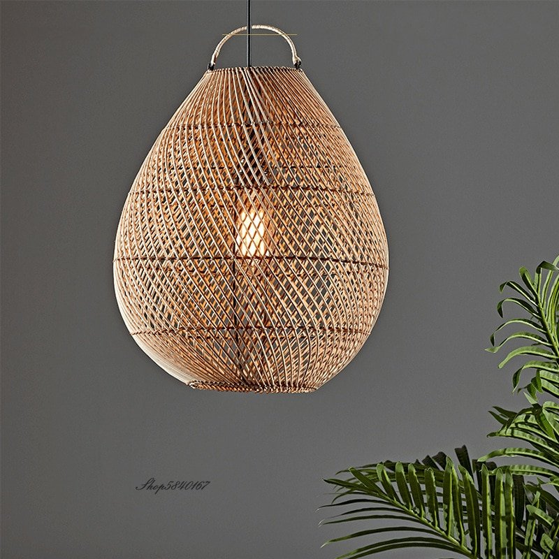 Rattan Retro Pendant Lights Hand-woven Hanging Basket Lamps for Dining Room Furniture Restaurant Lights Loft Hanglamp Luminaire 1