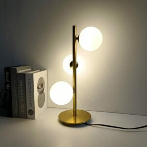 Modern LED Gold Bedroom Table Lamp Nordic Living Room Decor desk lamp Milk White Glass Lampshade Bedside Reading Light 1