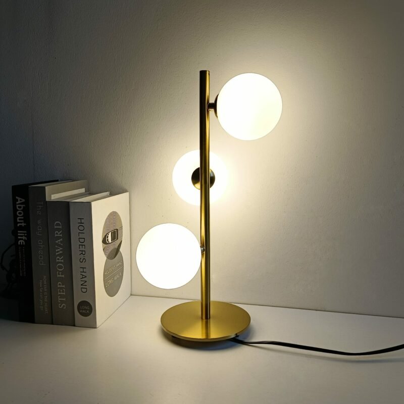 Modern LED Gold Bedroom Table Lamp Nordic Living Room Decor desk lamp Milk White Glass Lampshade Bedside Reading Light 1