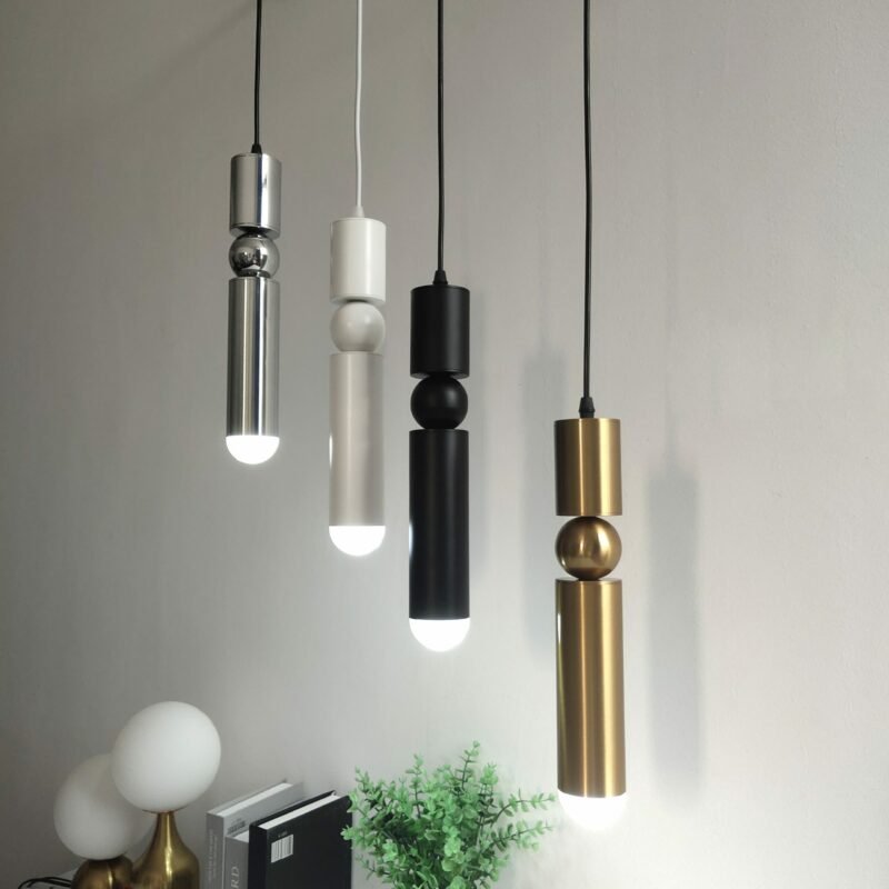 Nordic Brass pendant lights Modern Living room LED Pendant lamp Bar ktv chandelier desk cashier Long tube hanging lights 1