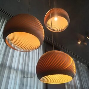 Simple Quiet Wooden Pendant Light Nordic Round Ball Creative Lamp for Living Room Bedroom Dining Room Bar Table Led Chandeliers 1