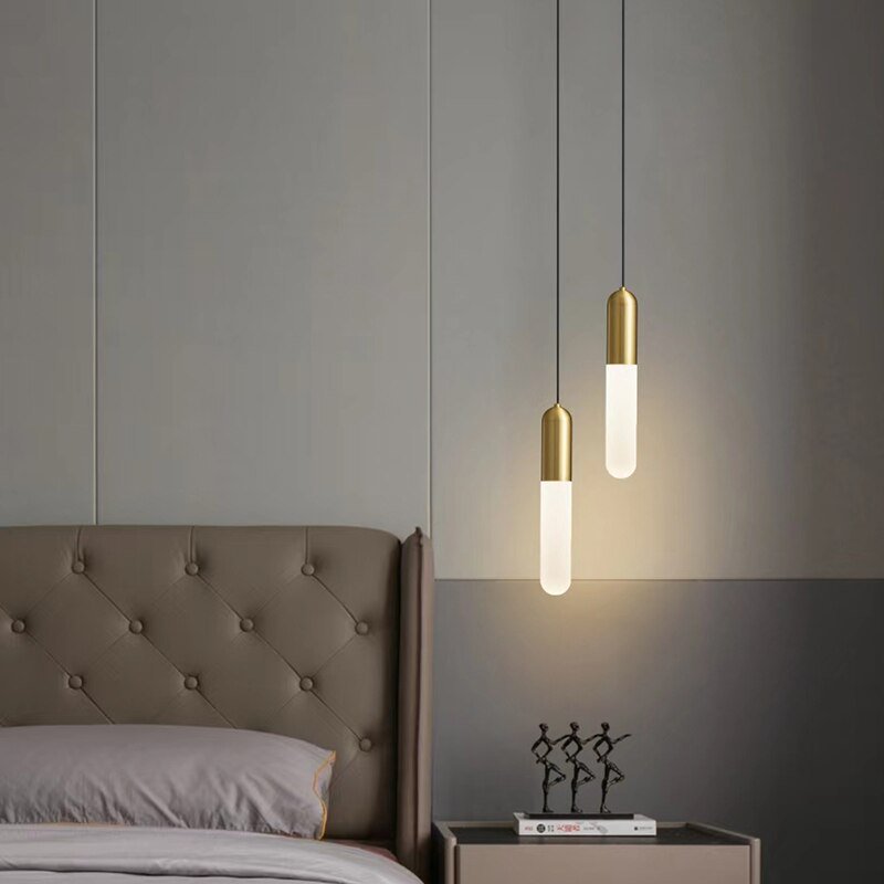 Nordic Long Tube Pendant Lights Kitchen Acrylic Hanging Lamp Black Golden Length Adjustable Home Dining Room Decor Lighting 2