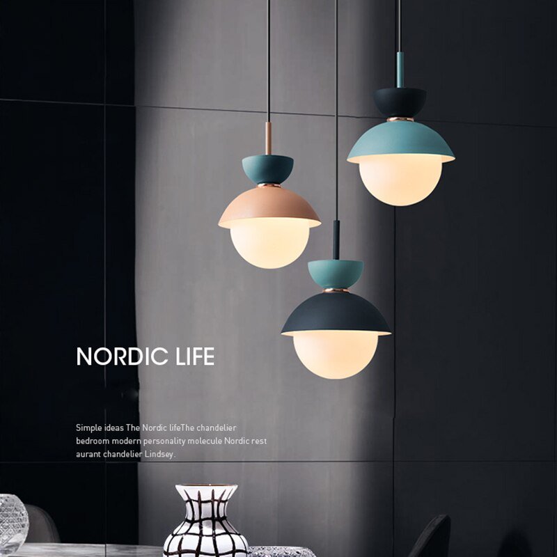 Nordic Color Pendant Lights Macaron Simple Hanging Pendant Lamps Living Room Pendant Light Fixtures Kitchen Suspension Led Lamps 5