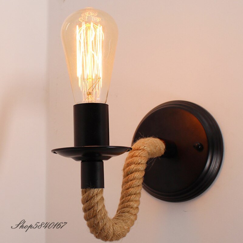 Vintage Wall Sconce Hemp Rope Wall Lamp Loft Stair Lighting Bar Restaurant Decoration Retro Wall Lighs for Home Kitchen Fixtures 6