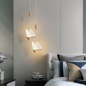 Single double head Nordic bedside Long-line hanging lamp  Modern light luxury creative net red butterfly pendant lights 1