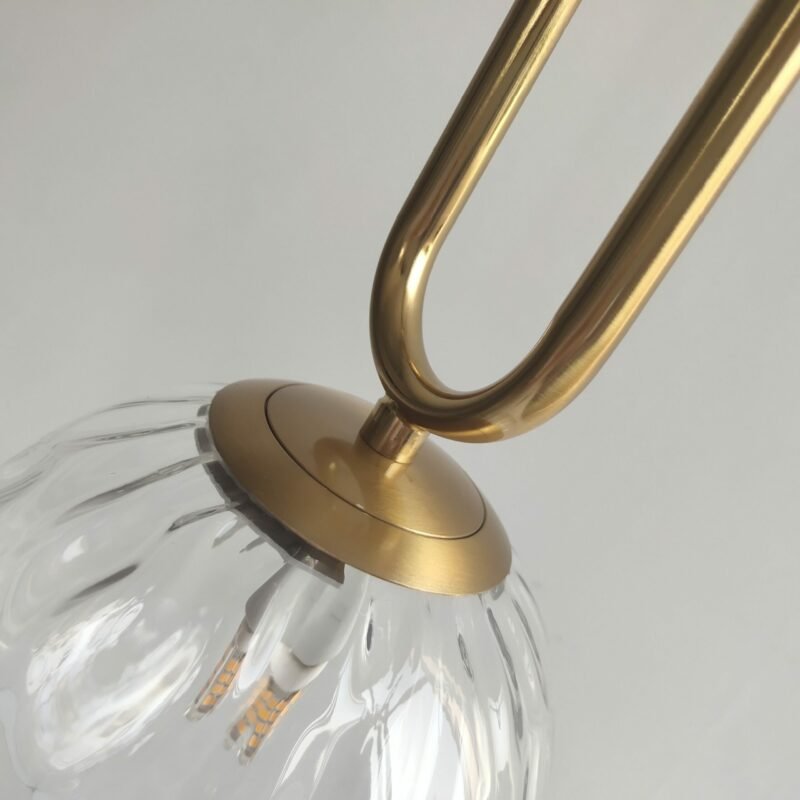 Nordic Brass pendant lights Single double head glass Bedroom bedside hanging lamp creative Bar Restaurant lamp 5