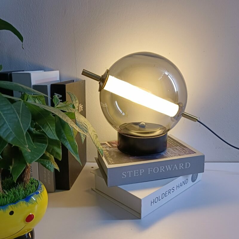 Retro Glass Table Lamp Home Decor Round Ball glass Desk lamp For Restaurant Study Living Room Lamp Background Bedside Lustre 2