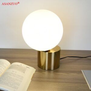 New Nordic Glass ball table lamp bedroom bedside lamp household simple modern living room column desk lamp 1
