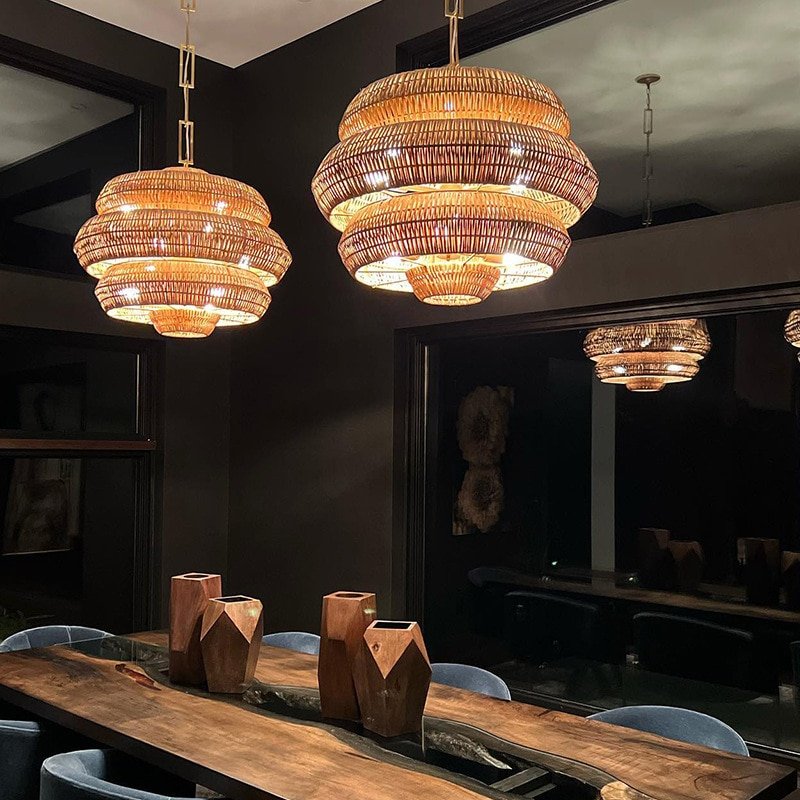 Bohemian Creative Rattan Lamps Creative Handmade Art Pendant Lights for Living Room Restaurant Dining Room Home Decor Luminaire 2