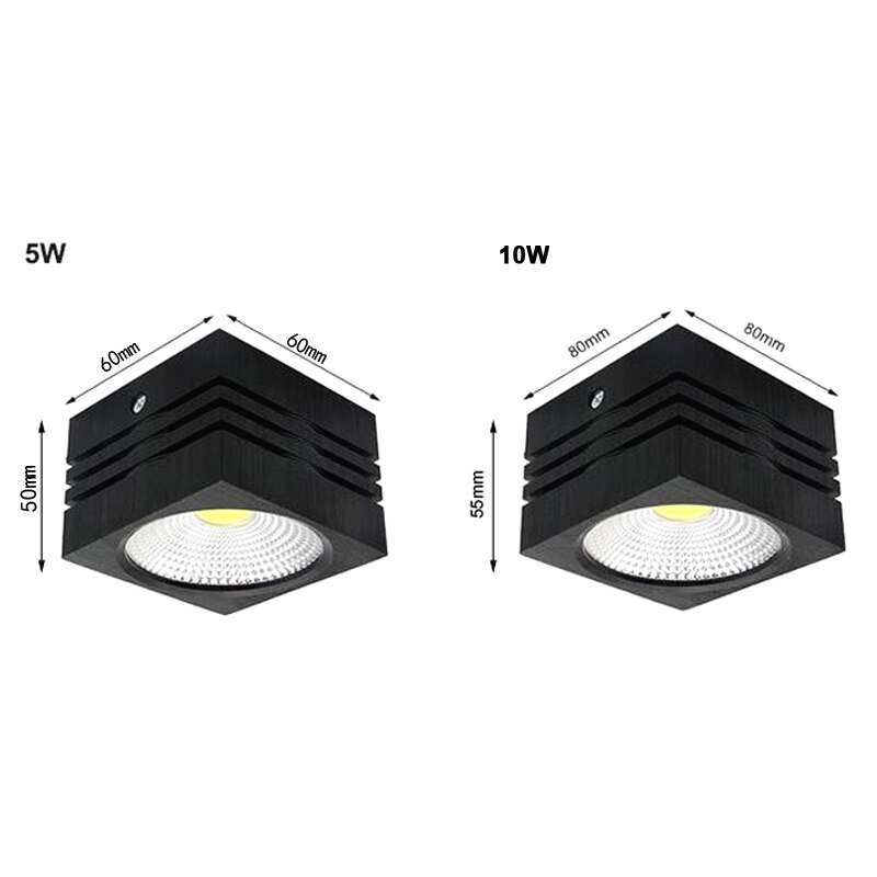 Dimmable COB LED Downlight 5W 10W AC85-265V Surface Mounted Square Aluminum Ceiling Fixture Home Decoration Spot Light 6