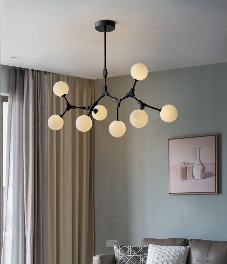 Nordic creative Glass ball chandelier Modern minimalist  dining table Bar LED hanging lamp living room molecular pendant lamps 2
