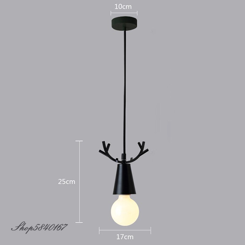 Nordic Animal Pendant Lights Black Iron Deer hanglamp For Living Room Bedroom Study Home Decor Indoor Lighting E27 Hanging Lamp 2