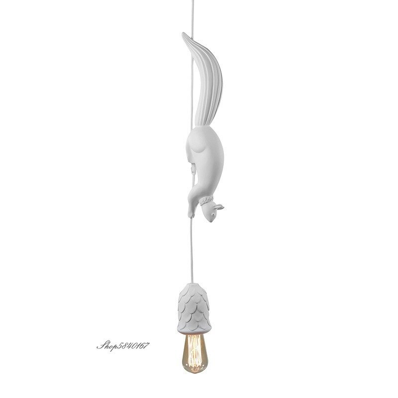 nordic animal pendant light creative resin Squirrel hanging lamp for children room decor loft cafe shop suspension light fixture 6
