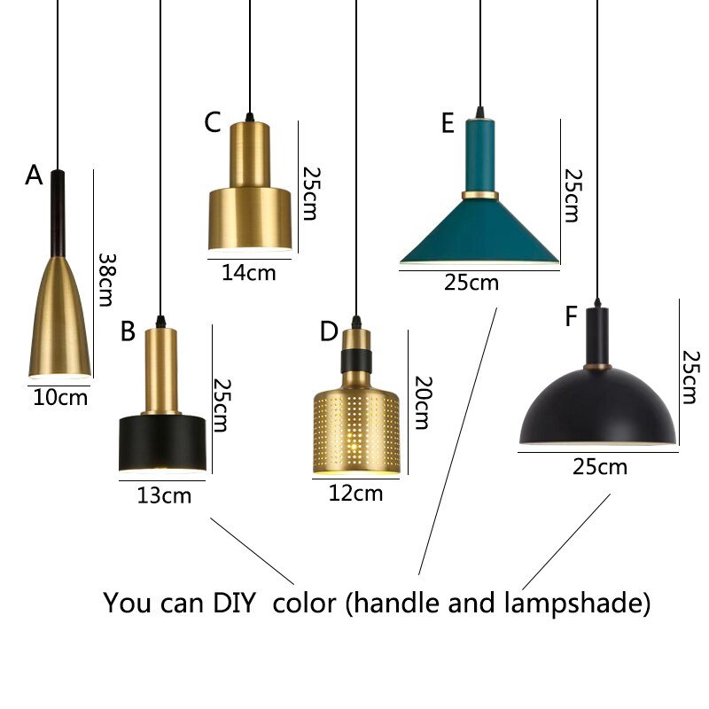 Industrial Pendant Lights Black Gold Loft Iron Hanging Lamp with Lamp shade for Kitchen Dining Room Design Bedroom Lighting Bar 6
