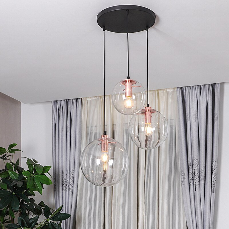 Post Modern Pendant Lamps Clear Glass Kitchen Hanging Lamps Dining Room Light Fixtures Creative Art Deco Loft Pendant Lights LED 2