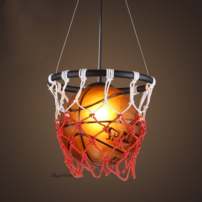 American Vintage Basketball Pendant Lights Retro Glass Ceiling Hanglamp Children's Bedroom Lamp Lights Kids Gift Room Decor Lamp 4