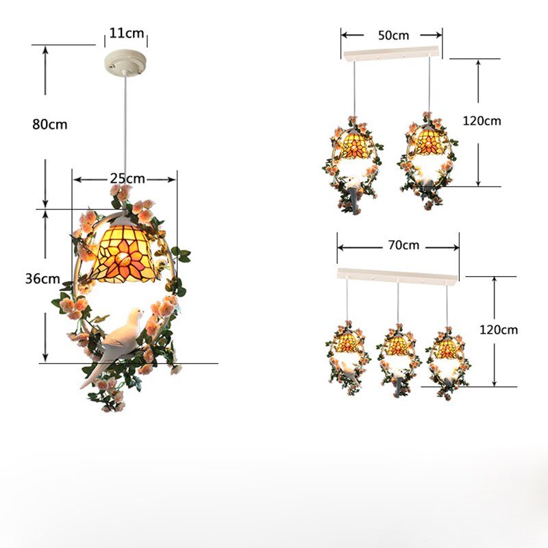 Tiffany Pendant Lamp Bird Lamp Artificial Plant Wreath Light Fixtures Hanging Lamps for Living Room Loft Restaurant Decoration 6
