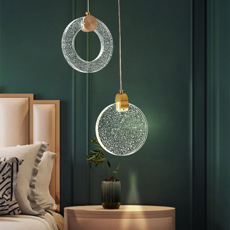 Nordic Luxury LED Crystal pendant lights single double head bedside Long-line hanging lamp Modern Gold Crystal Lighting 3