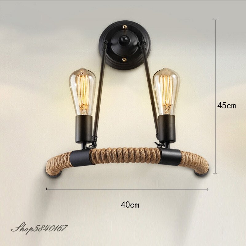 Vintage Wall Sconce Hemp Rope Wall Lamp Loft Stair Lighting Bar Restaurant Decoration Retro Wall Lighs for Home Kitchen Fixtures 1