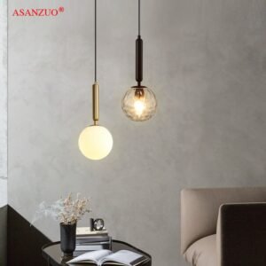 Modern LED glass ball installation gold/black indoor kitchen pendant light lamps bedside dining room lighting decoration 1