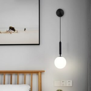 Modern Glass ball Wall Lamps Nordic Living Room Bedroom Bedside Reading Lamp Brass/Black sconce lamp luminaire 1