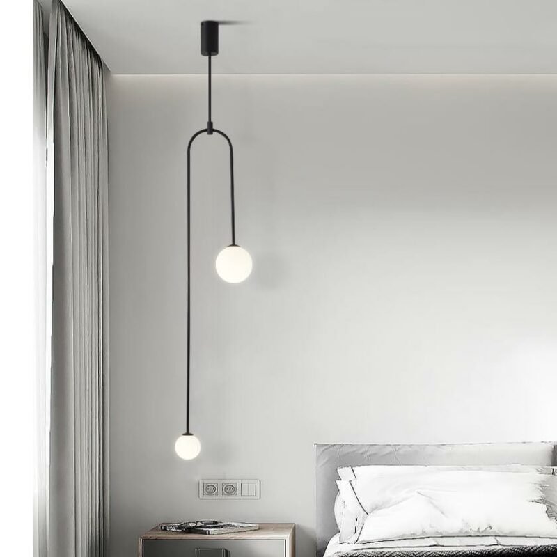 Nordic bedroom bedside restaurant pendant lamp bar simple living room background wall led creative glass ball brass lamp 1